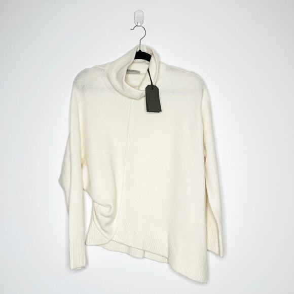 NWT All Saints Lock Roll Neck Asymmetrical Sweater Women's Chalk White Sz Small - Picture 3 of 7